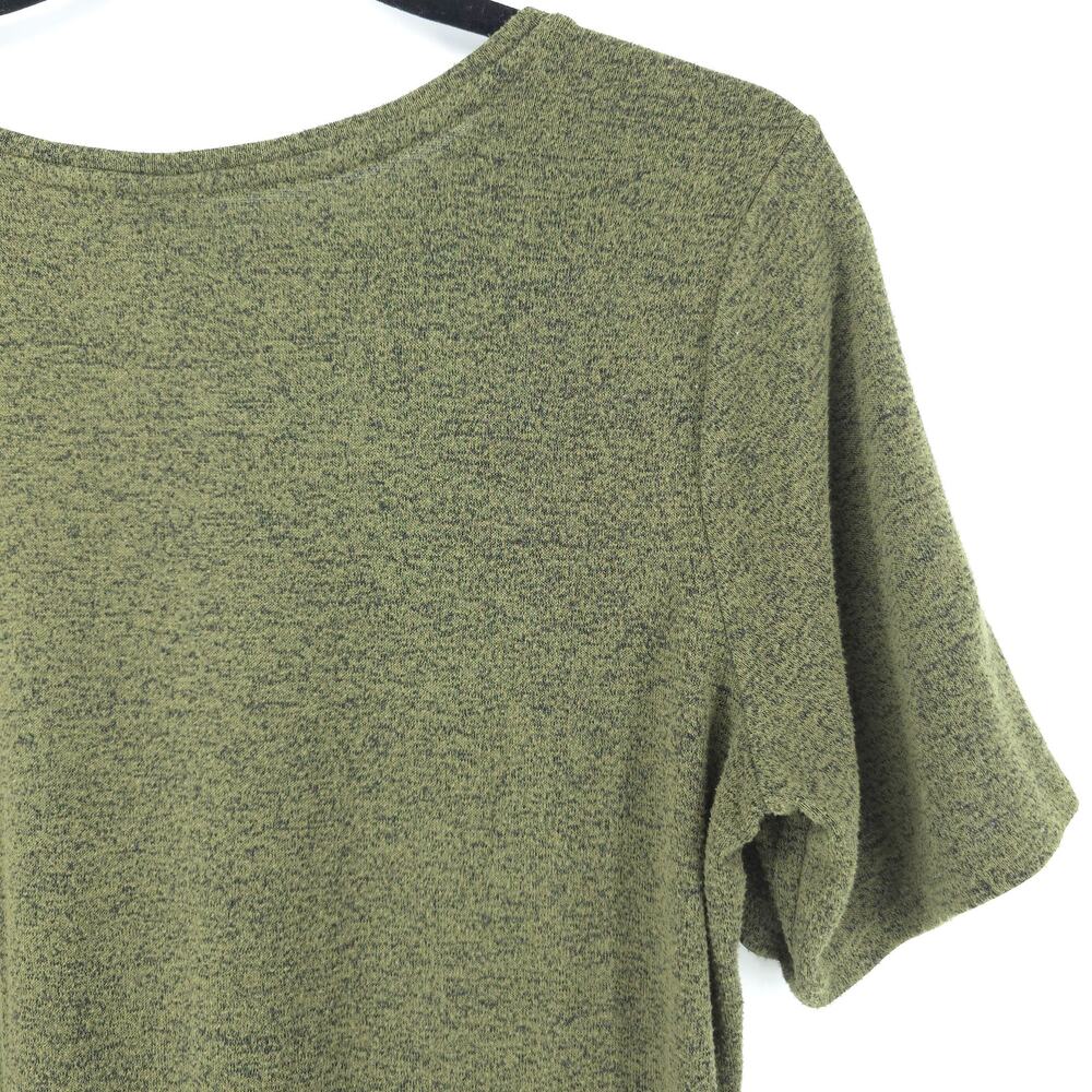 Old Navy Luxe Essential Basic Tee Olive Green Speckeled Stretchy Rounded Hem M - Picture 8 of 9